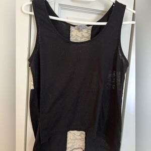 Black Lace-Accent Tank Top - cross back